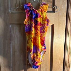 Rainbow swirl velvet GK leotard